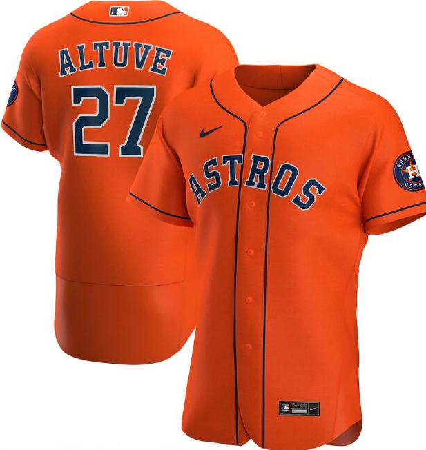 Men's Orange Houston Astros #27 Jose Altuve Flex Base Stitched Jersey